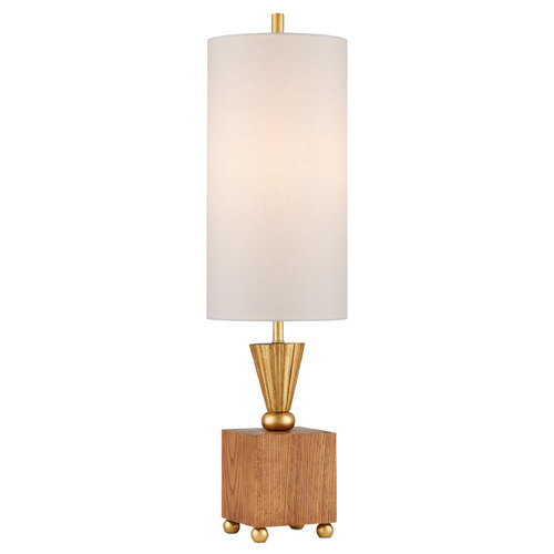 Currey and Company Lighting Currey and Company Ballyfin Classic Honey / Gold Leaf Table Lamp with Cylindrical Shade 6000-0865