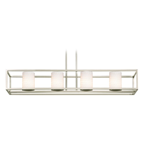 Design Classics Lighting Satin Nickel Linear Chandelier with Cylindrical Shade 1698-09 GL1020C