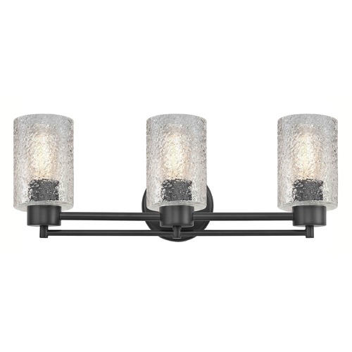 Design Classics Lighting Industrial Ice Glass Bathroom Light Black 3 Lt 703-07 GL1060C