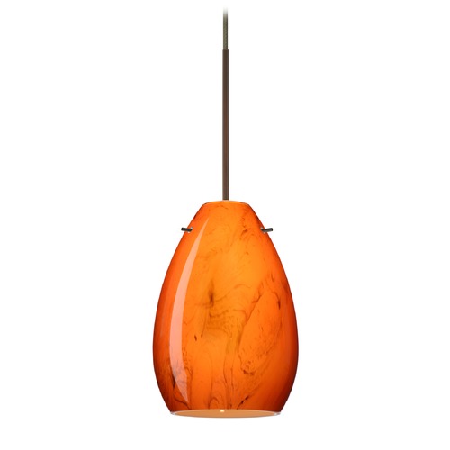 Besa Lighting Besa Lighting Pera Bronze LED Mini-Pendant Light with Oblong Shade 1XT-1713HB-LED-BR