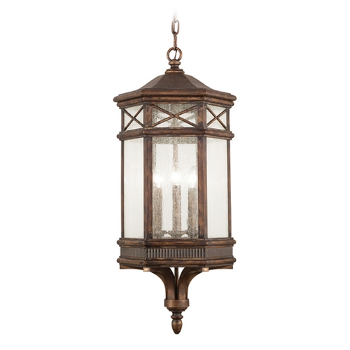 Seeded Glass Outdoor Hanging Light Bronze Fine Art Lamps