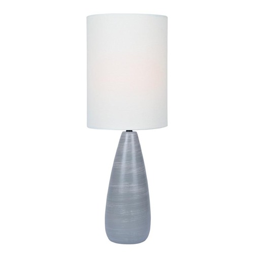 Lite Source Lighting Lite Source Quatro Brushed Grey Table Lamp with Cylindrical Shade LS-24997GRY/WHT