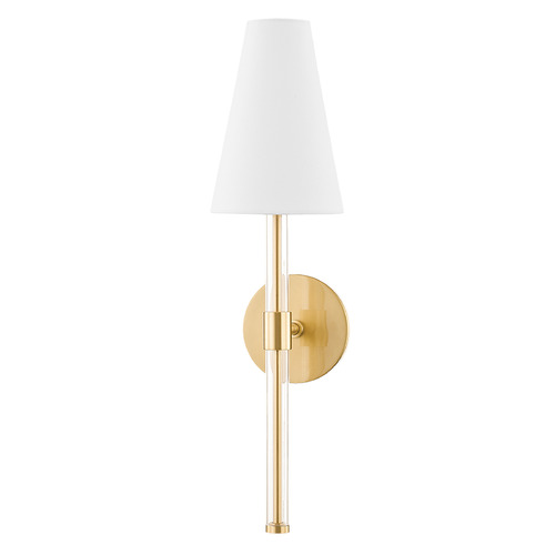 Mitzi Janelle Aged Brass Wall Sconce White Shade