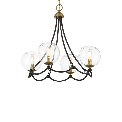 Kearney Park 4-Light Chandelier in Soft Brass & Black by Minka Lavery