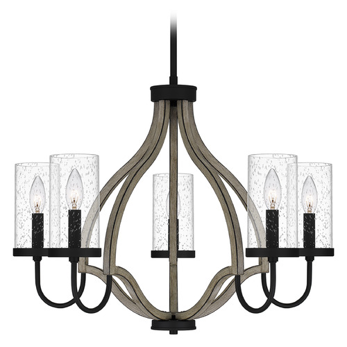 Quoizel Lighting Cornelia Matte Black & Weathered White Maple Wood Chandelier