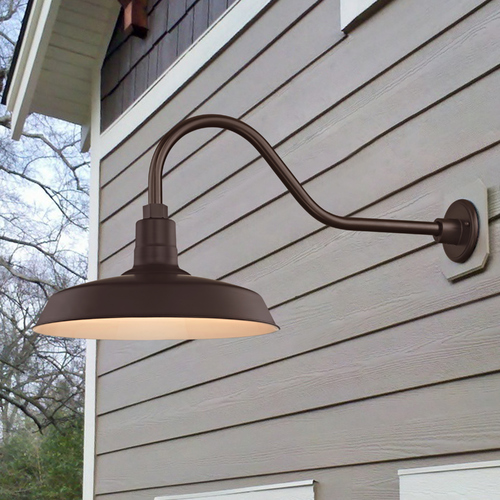 Recesso Lighting by Dolan Designs Bronze Gooseneck Barn Light with 16-Inch Shade BL-ARMQ-BZ/BL-SH16-BZ