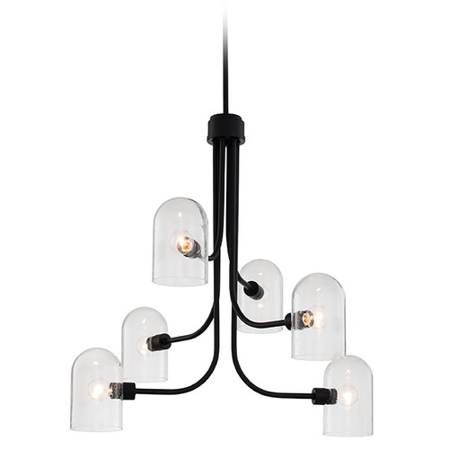Kalco Lighting Cupola 6-Light Chandelier in Matte Black with Seeded Glass 514071MB