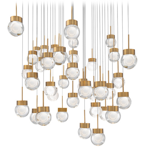 Modern Forms by WAC Lighting Modern Forms Double Bubble Aged Brass LED Multi-Light Pendant with Globe Shade PD-82041S-AB