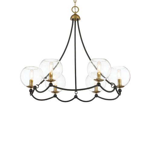 Kearney Park 6-Light Chandelier in Coal & Brass by Minka Lavery