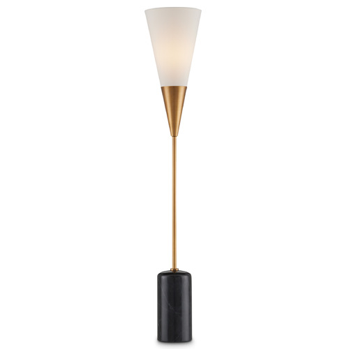 Currey and Company Martini Brushed Brass / Natural LED Table Top Torchiere Lamp with Conical Shade