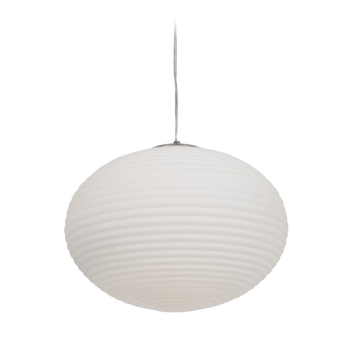 Access Lighting Modern Pendant with White Glass in Brushed Steel by Access Lighting 50181-BS/OPL