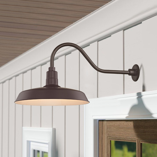 Bronze Gooseneck Barn Light with 18-Inch Shade