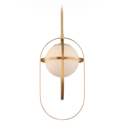 Kalco Lighting Lennox New Brass Mini-Pendant Light with Globe Shade