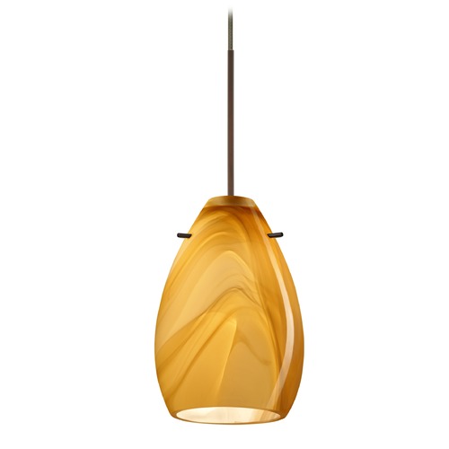 Besa Lighting Pera Bronze LED Mini-Pendant Light with Oblong Shade