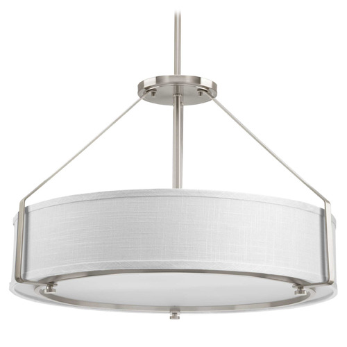 Progress Lighting Progress Lighting Ratio Brushed Nickel Pendant Light with Drum Shade P5015-09