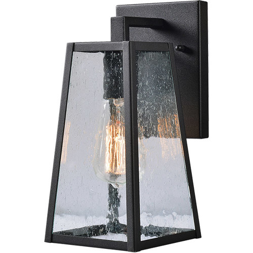 Kenroy Home Lighting Seeded Glass Outdoor Wall Light Black Kenroy Home Lighting 93138BL