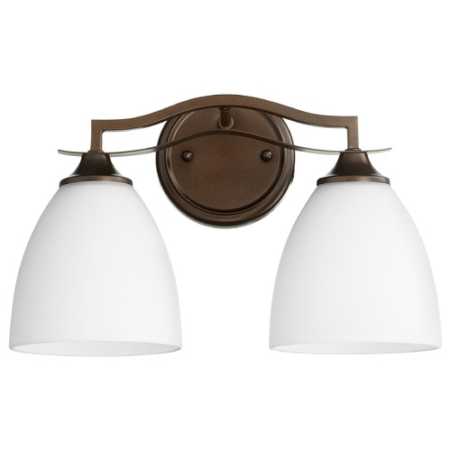 Jardin 14.5-Inch Bath Light in Oiled Bronze with White Glass by Quorum Lighting