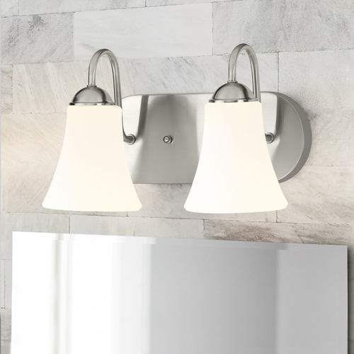 Classic Brushed Nickel 2-Light Bathroom Light by Progress Lighting