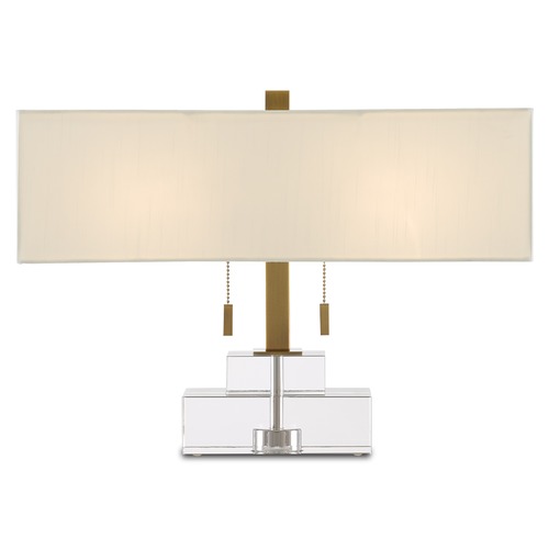 Chiara Table Lamp in Clear/Antique Brass by Currey & Company