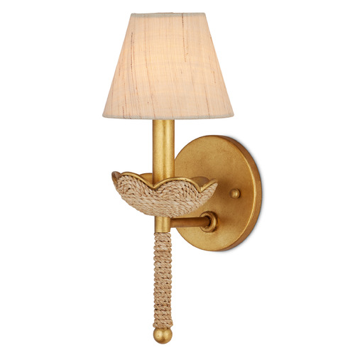 Currey and Company Suzanne Duin Vichy Natural / Gold Leaf Sconce