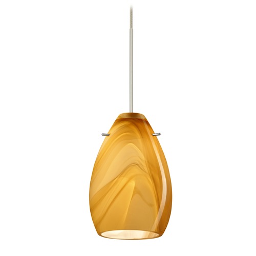 Besa Lighting Pera Satin Nickel LED Mini-Pendant Light with Oblong Shade