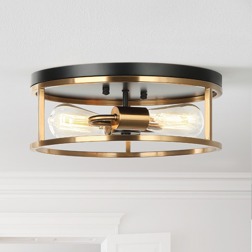 Matteo Lighting Clarke Black & Aged Gold Flush Mount by Matteo Lighting M15502BKAG