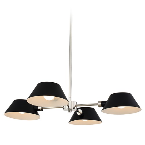 Bruno 4-Light Chandelier in Polished Nickel & Black by Kalco Lighting