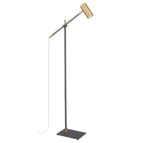 Calumet Matte Black & Olde Brass Swing Arm Lamp by Z-Lite