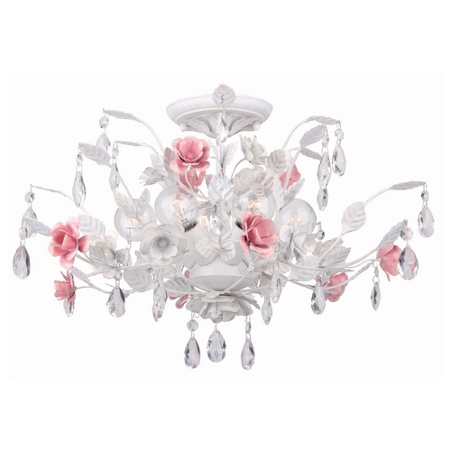 Semi-Flushmount Light in Wet White Finish