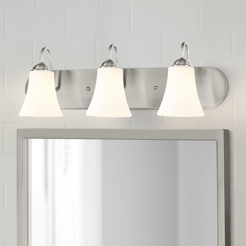 Classic Brushed Nickel 3-Light Bathroom Light by Progress Lighting