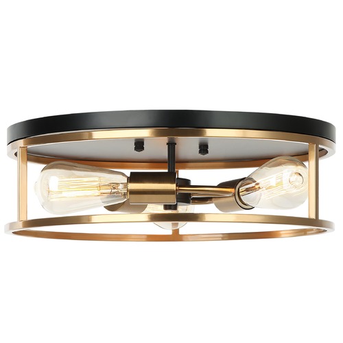 Matteo Lighting Clarke Black & Aged Gold Flush Mount by Matteo Lighting M15503BKAG