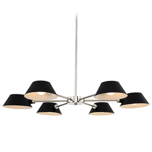 Kalco Lighting Bruno 6-Light Chandelier in Polished Nickel with Black 514172BPN