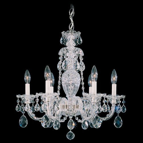 Schonbek Worldwide Lighting Sterling Polished Silver Crystal Chandelier
