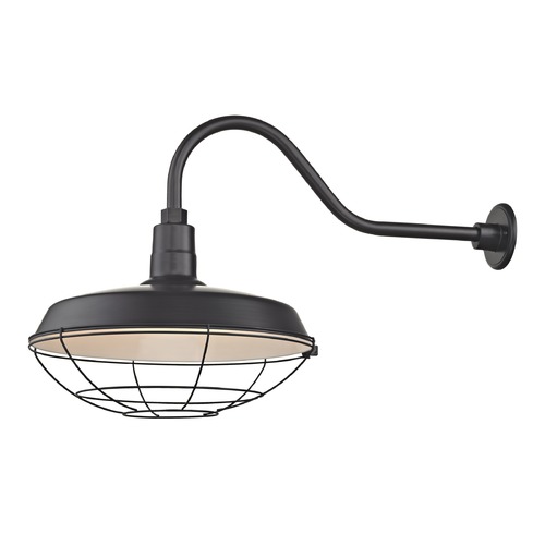 Black Gooseneck Barn Light with 18-Inch Caged Shade