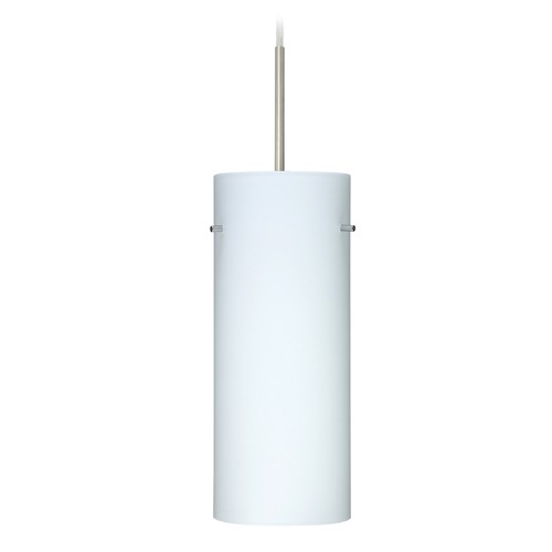 Besa Lighting Besa Lighting Stilo Satin Nickel LED Mini-Pendant Light with Cylindrical Shade 1JT-412307-LED-SN