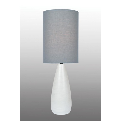 Lite Source Lighting Lite Source Quatro Brushed White Table Lamp with Cylindrical Shade LS-23999WHT/GRY