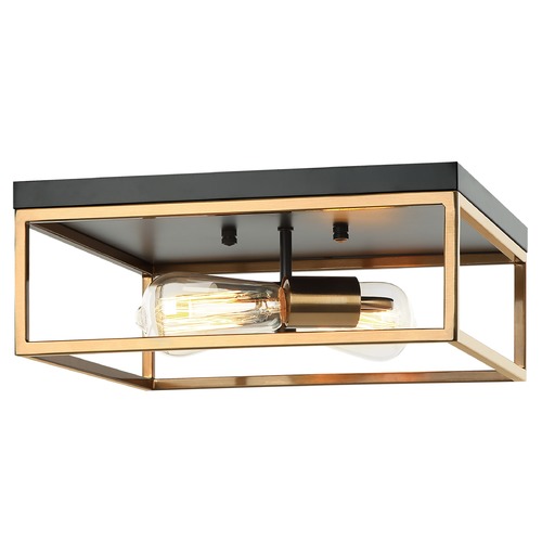 Matteo Lighting Clarke Black & Aged Gold Flush Mount by Matteo Lighting M15542BKAG