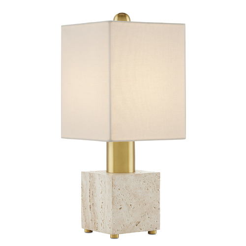 Currey and Company Lighting Gentini 18-Inch Table Lamp in Beige & Brass by Currey & Company 6000-0810