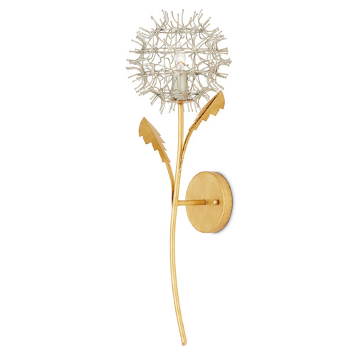 Currey and Company Dandelion Silver Leaf / Silver / Gold Leaf Sconce