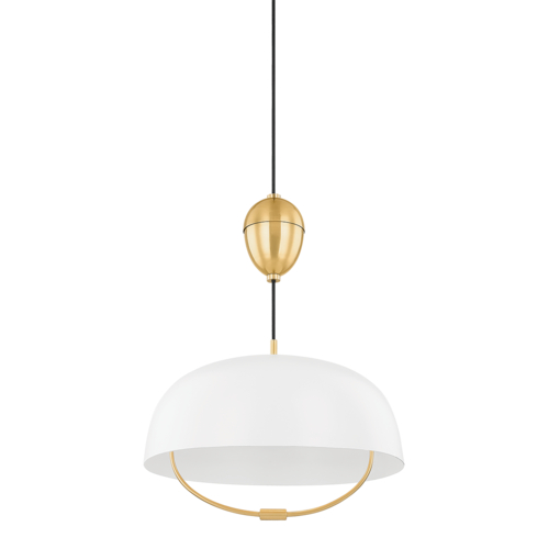 Liliana 18-In Pendant in Aged Brass & White by Mitzi by Hudson Valley
