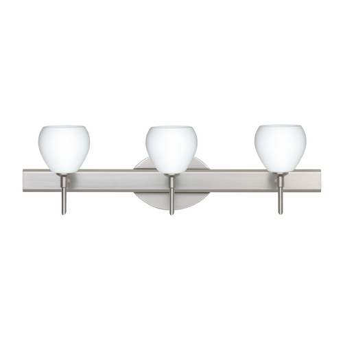 Modern Bathroom Light White Glass Satin Nickel by Besa Lighting