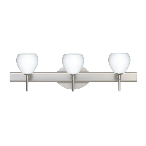 Besa Lighting Modern Bathroom Light White Glass Satin Nickel by Besa Lighting 3SW-560507-SN