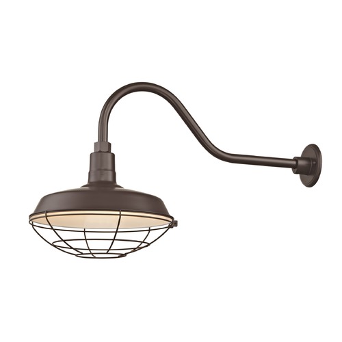 Bronze Gooseneck Barn Light with 14-Inch Caged Shade