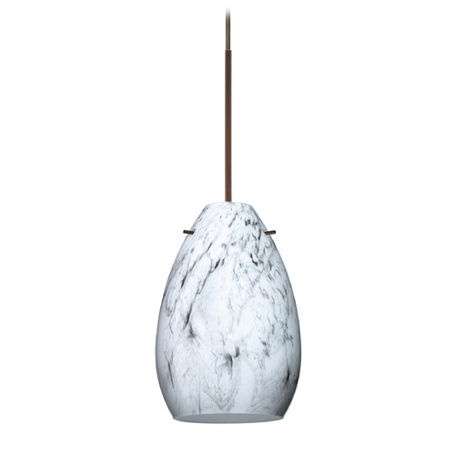 Besa Lighting Pera Bronze LED Mini-Pendant Light with Oblong Shade