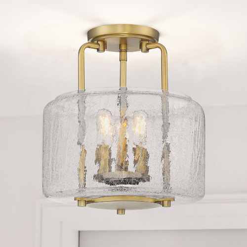 Avalon 3-Light Warm Brass Semi Flush Mount by Savoy House