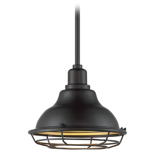 Satco Lighting Newbridge Dark Bronze & Gold Barn Light with Warehouse Shade by Satco Lighting 60/7013