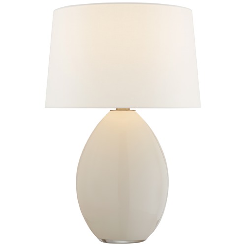 Chapman & Myers Myla Wide Table Lamp in White Glass by Visual Comfort Signature