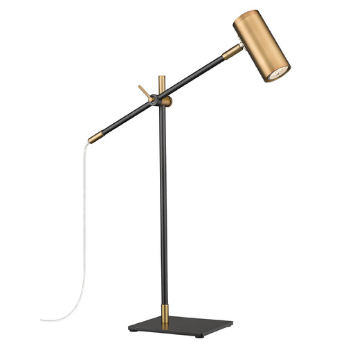 Calumet Matte Black & Olde Brass Swing Arm Lamp by Z-Lite