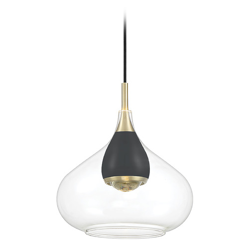 George Kovacs Arabesque Coal & Brushed Gold LED Mini-Pendant Light with Bowl / Dome Shade