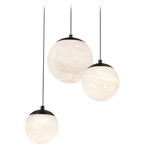 Modern Forms by WAC Lighting Modern Forms Pisces Black LED Multi-Light Pendant with Globe Shade PD-34403R-BK